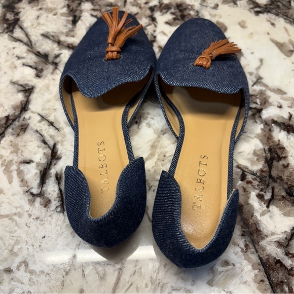 Talbots Spring Sienna Frannie D'orsay blye denim tassel loafers women's size 7.5 - Picture 5 of 7